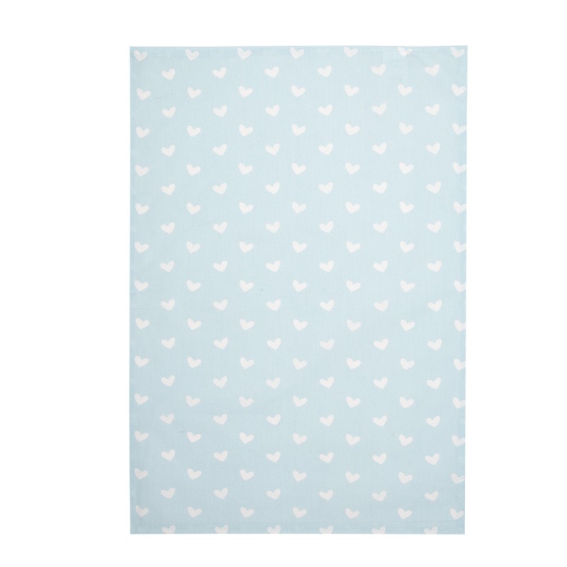 Clayre & Eef Tea Towel  47x70 cm Blue Cotton Hearts