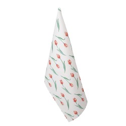 Clayre & Eef Torchon 47x70 cm Blanc Coton Tulipes