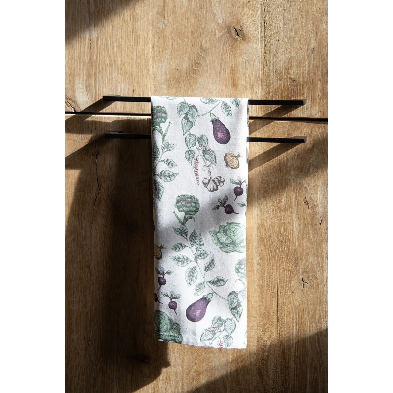 Clayre & Eef Asciugamani da cucina 47x70 cm Beige Cotone Verdure