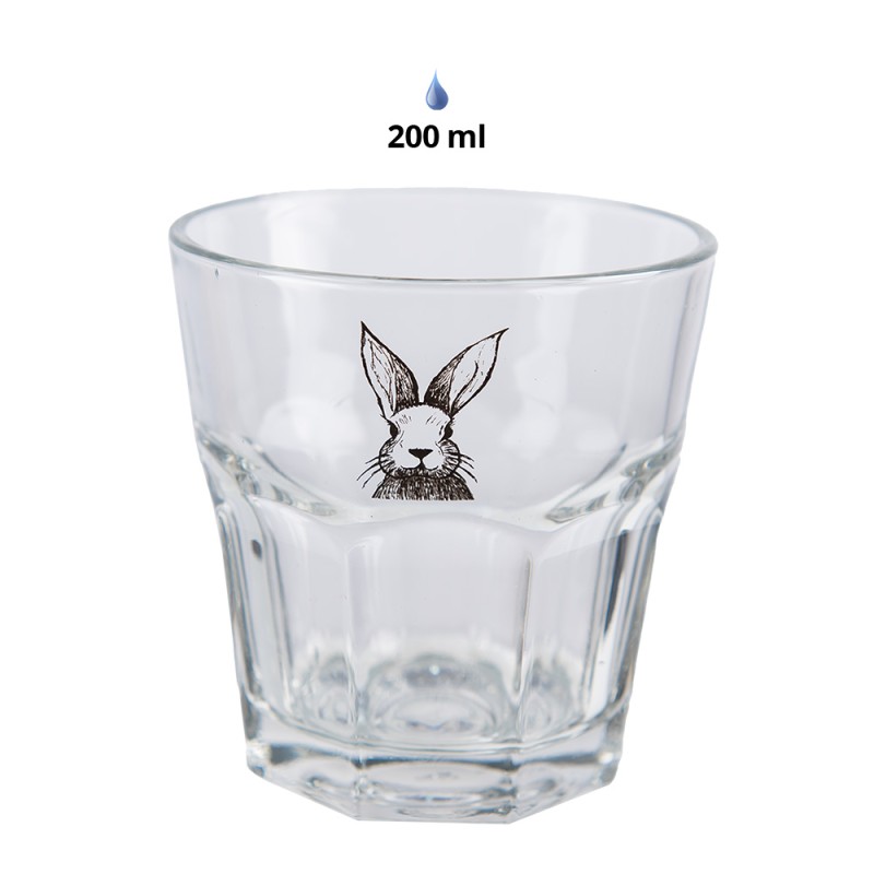 Clayre & Eef Wasserglas 200 ml Transparant Glas Kaninchen
