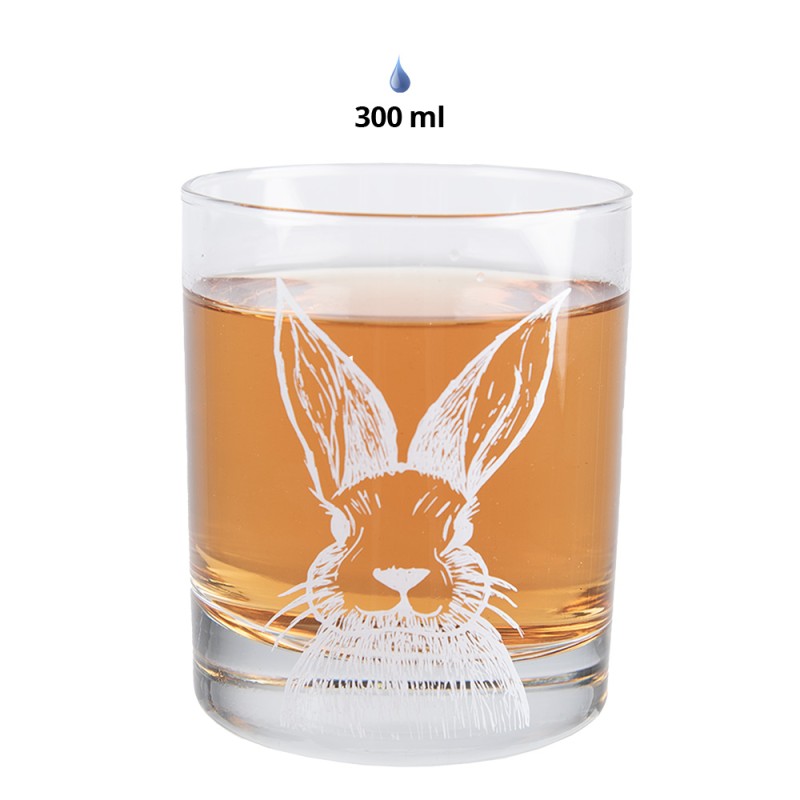 Clayre & Eef Wasserglas 300 ml Transparant Glas Kaninchen