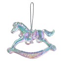 Clayre & Eef Christmas Ornament Rocking Horse 8 cm Silver colored Plastic