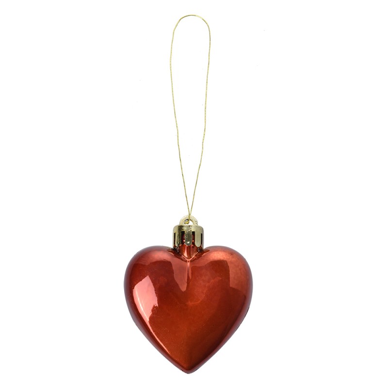 Clayre & Eef Christmas Bauble Set of 8 Heart 5 cm Multicoloured Plastic Heart-Shaped