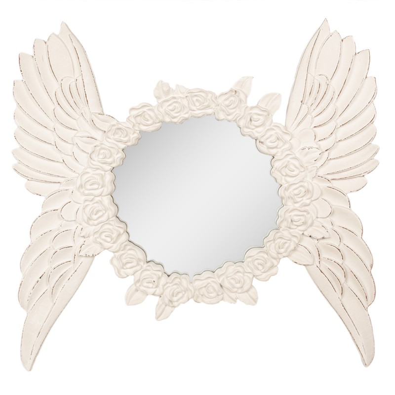 Clayre & Eef Mirror 62x5x60 cm Beige MDF Glass Round Wings