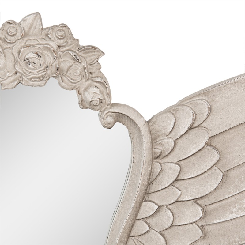 Clayre & Eef Mirror 70x5x35 cm Beige MDF Glass Oval Wings