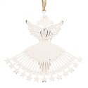 Clayre & Eef Christmas Ornament Angel 12 cm White Iron