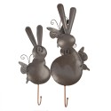 Clayre & Eef Patère murale Lapins 35x6x47 cm Blanc Gris Fer