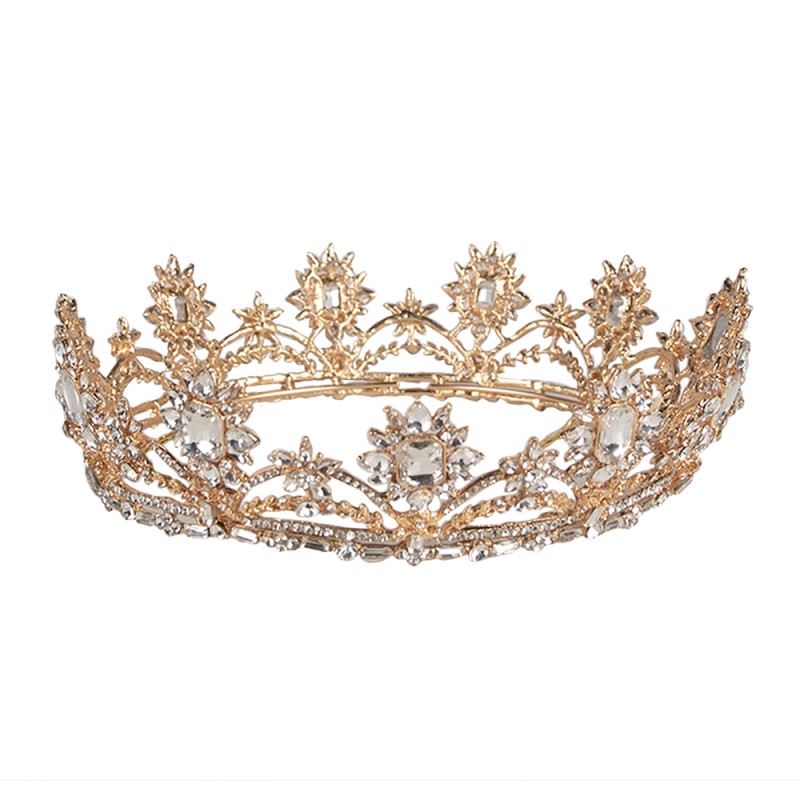 Clayre & Eef Headband for Women Crown Ø 15x6 cm Gold colored Metal Round