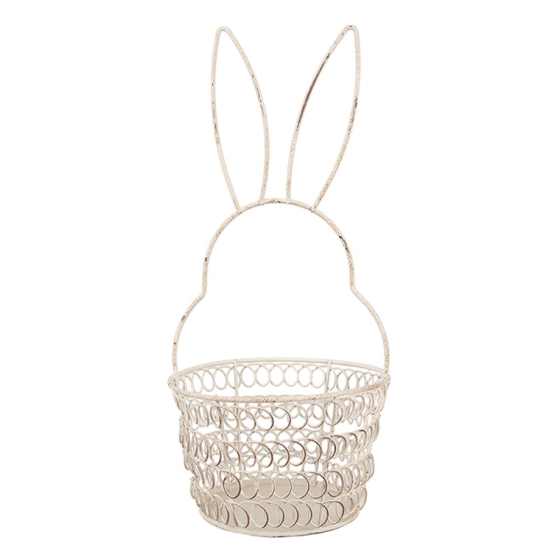 Clayre & Eef Panier de rangement Lapin Ø 12x27 cm Blanc Fer Rond