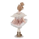 Clayre & Eef Figurine décorative Ange 18 cm Rose Coton Polyester