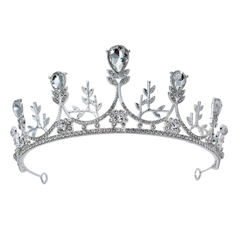 Clayre & Eef Headband for Women Crown Ø 14x6 cm Silver colored Metal