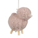 Clayre & Eef Easter Pendant Sheep 8 cm Pink Synthetic