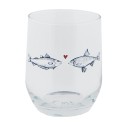 Clayre & Eef Water Glass Ø 7x9 cm / 300 ml Transparent Glass Fishes