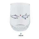 Clayre & Eef Waterglas  Ø 7x9 cm / 300 ml Transparant Glas Vissen