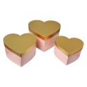 Clayre & Eef Boîte de rangement set de 3 27x24x15 / 24x21x14 / 21x19x12 cm Rose Couleur or Carton En forme de coeur