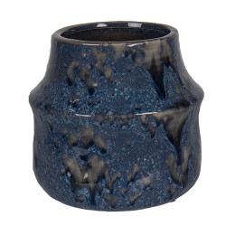 Clayre & Eef Blumentopf Ø 15x13 cm Blau Keramik