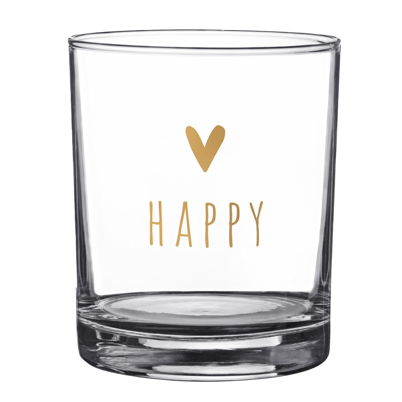 Clayre & Eef Waterglas  230 ml Glas Hart Happy