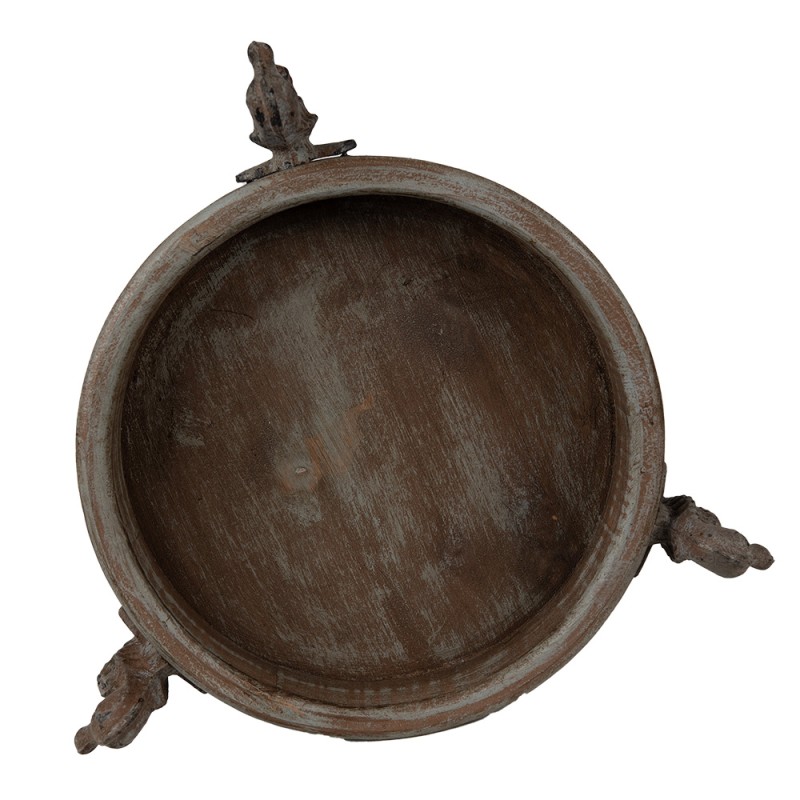 Clayre & Eef Decorative Bowl Ø 33x13 cm Brown Grey Wood Round Seahorses