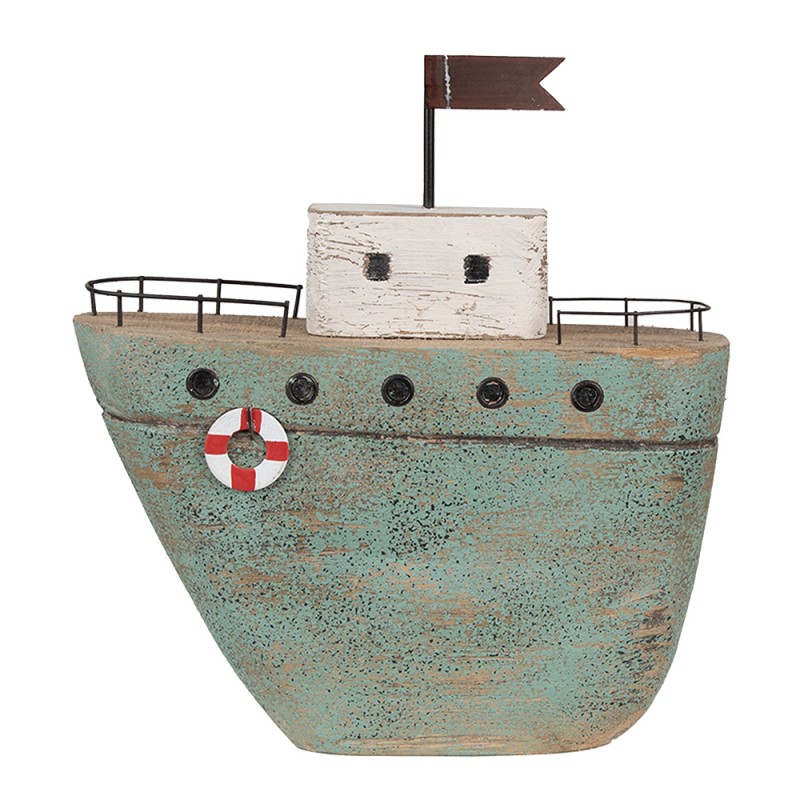 Clayre & Eef Dekorationsmodell Boot 23 cm Grün Holz Eisen