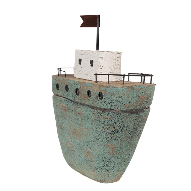 Clayre & Eef Decorative Model Boat 23 cm Green Wood Iron