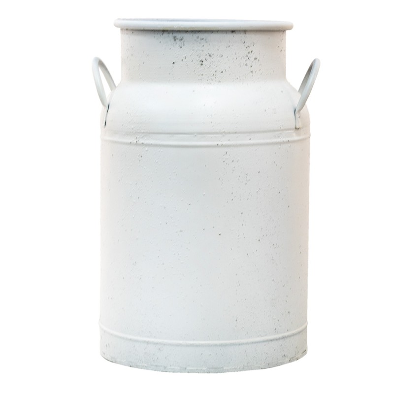 Clayre & Eef Pot à lait de décoration Ø 19x30 cm Blanc Métal Abeille et fleurs