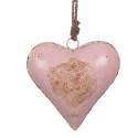 Clayre & Eef Pendant Heart 15x5x15 cm Pink Iron Flower