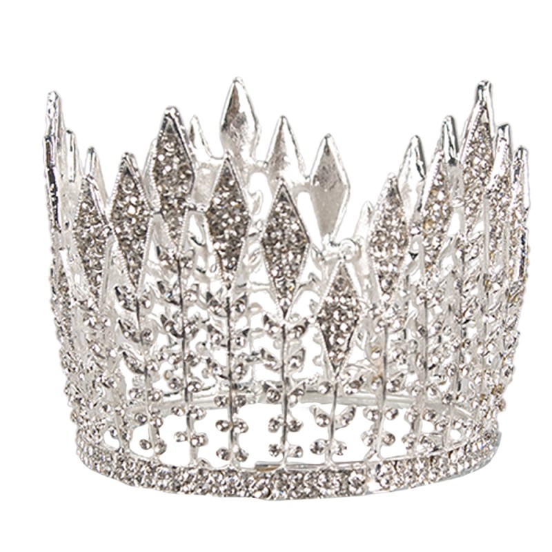 Clayre & Eef Headband for Women Crown Ø 7x6 cm Silver colored Metal Round