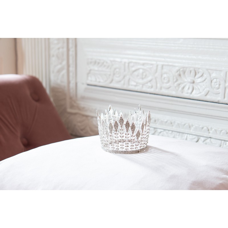 Clayre & Eef Headband for Women Crown Ø 7x6 cm Silver colored Metal Round