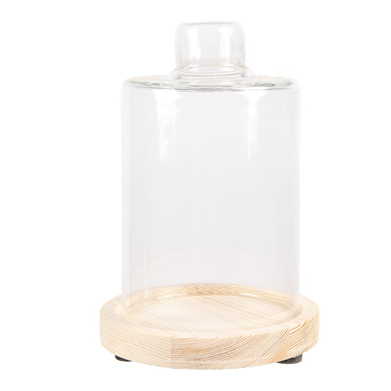 Clayre & Eef Stolp  Ø 11x17 cm Bruin Hout Glas Rond