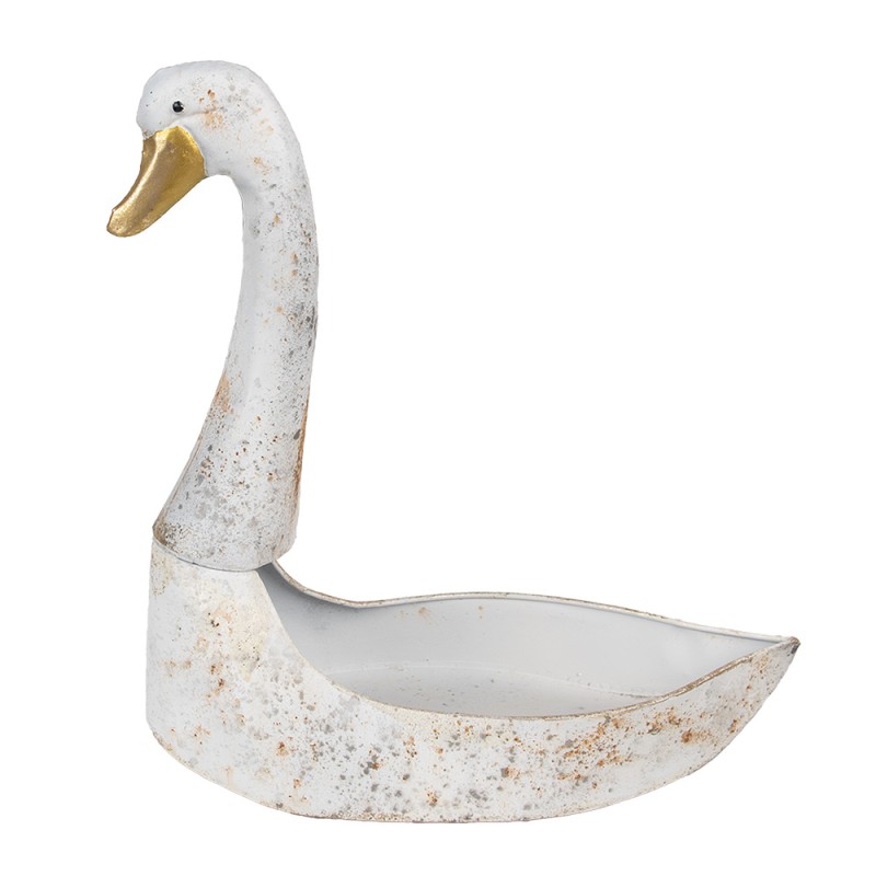 Clayre & Eef Plant Holder Swan 40x21x40 cm White Metal