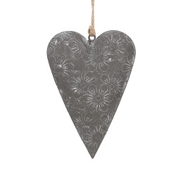 Clayre & Eef Décoration pendentif Coeur 8 cm Gris Fer
