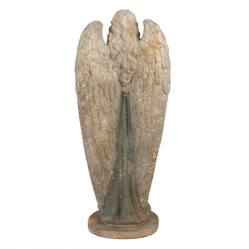 Clayre & Eef Statuetta decorativa Angelo 119 cm Verde Beige Materiale ceramico