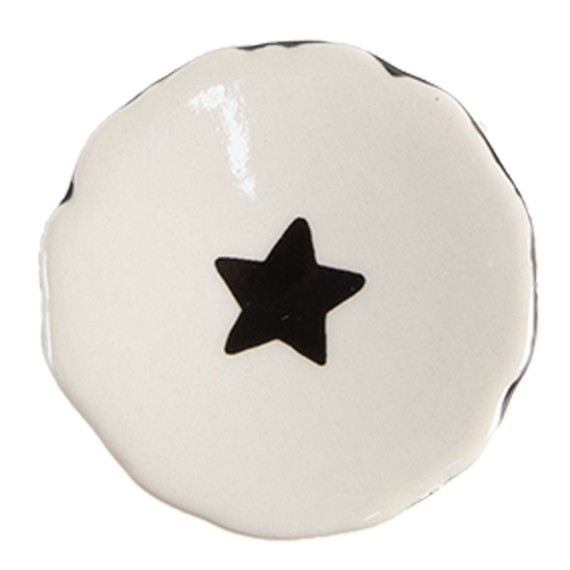 Clayre & Eef Door Knob Set of 4 Ø 4 cm Beige Ceramic Star