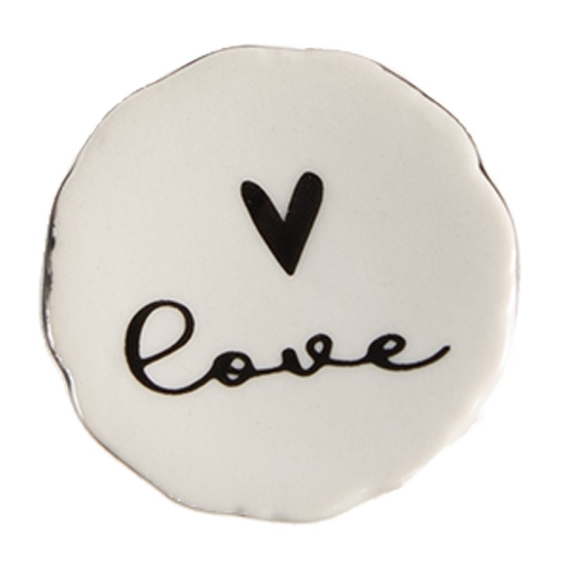 Clayre & Eef Door Knob Set of 4 Ø 4 cm Beige Ceramic Heart