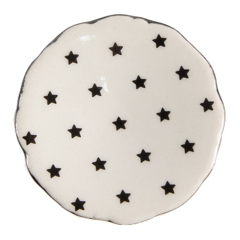 Clayre & Eef Door Knob Set of 4 Ø 4 cm Beige Ceramic Stars