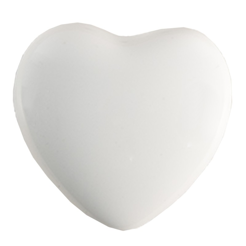 Clayre & Eef Door Knob Set of 4 Heart Ø 4 cm White Ceramic