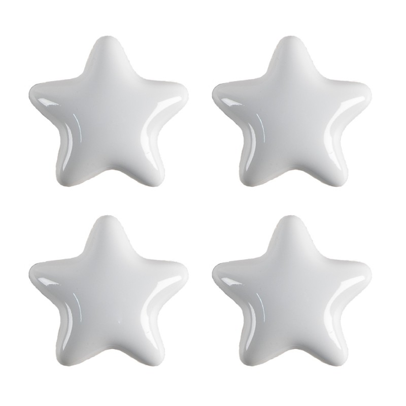 Clayre & Eef Door Knob Set of 4 Star Ø 4 cm White Ceramic