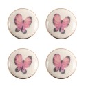 Clayre & Eef Deurknop Set van 4  Ø 3 cm Roze Beige Keramiek Vlinder
