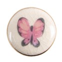 Clayre & Eef Door Knob Set of 4 Ø 3 cm Pink Beige Ceramic Butterfly