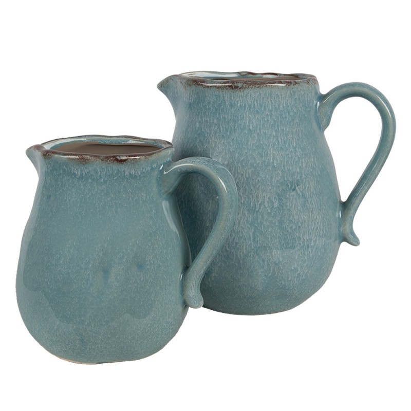 Clayre & Eef Decoration can 21x16x20 cm Blue Ceramic