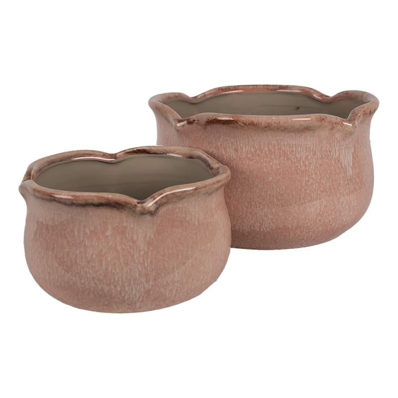 Clayre & Eef Planter Ø 20x11 cm Pink Ceramic