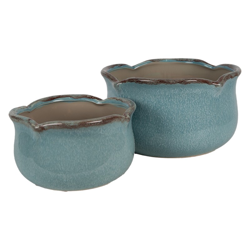 Clayre & Eef Planter Ø 15x9 cm Blue Ceramic