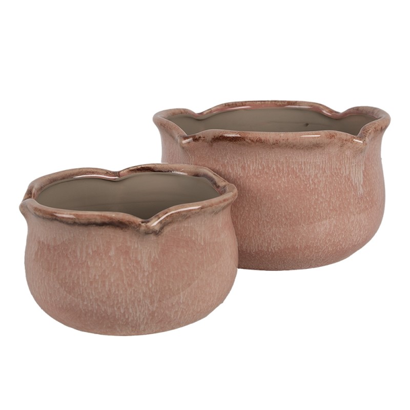 Clayre & Eef Planter Ø 15x9 cm Pink Ceramic