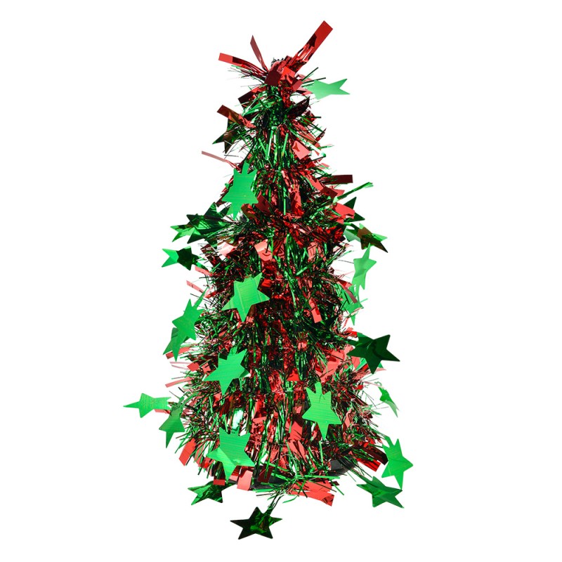 Clayre & Eef Christmas Decoration Christmas Tree Ø 12x25 cm Red Plastic