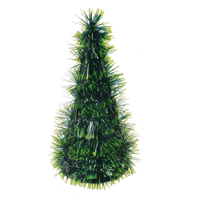 Clayre & Eef Decorazione di Natalizie Albero di Natale Ø 12x25 cm Verde Plastica