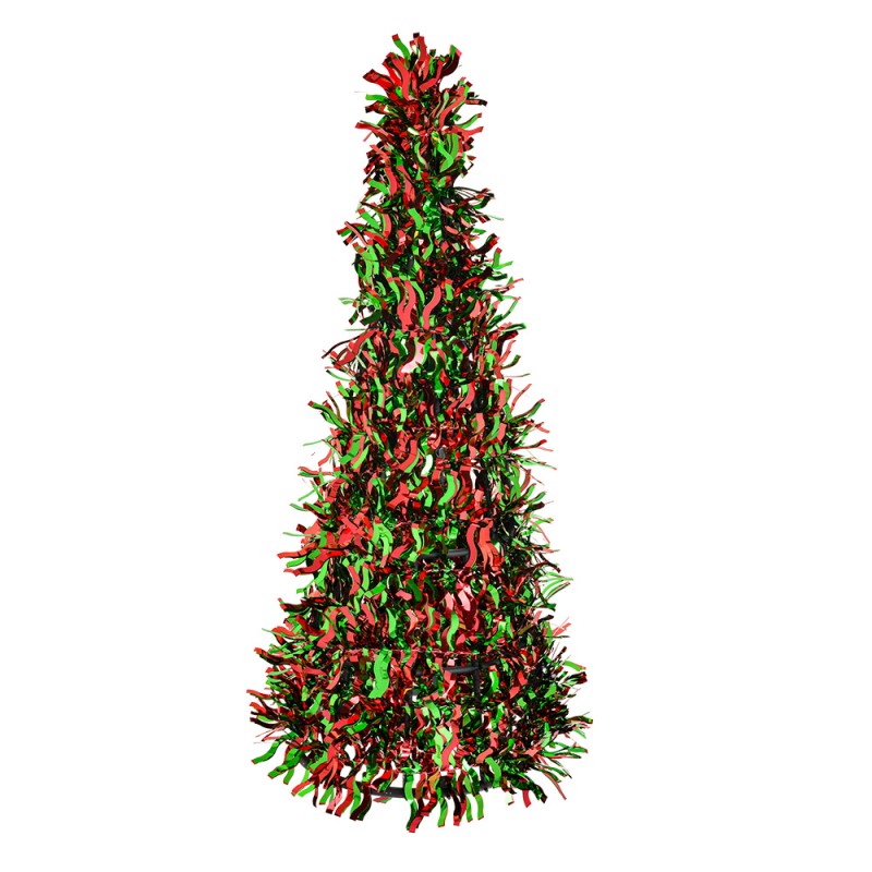 Clayre & Eef Christmas Decoration Christmas Tree Ø 18x48 cm Red Plastic