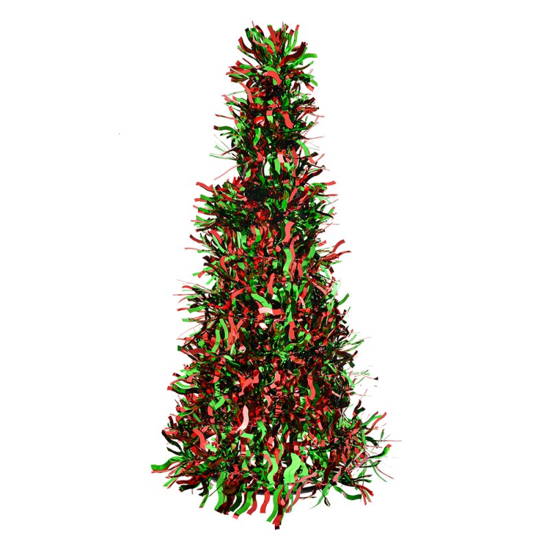 Clayre & Eef Christmas Decoration Christmas Tree Ø 17x38 cm Red Plastic