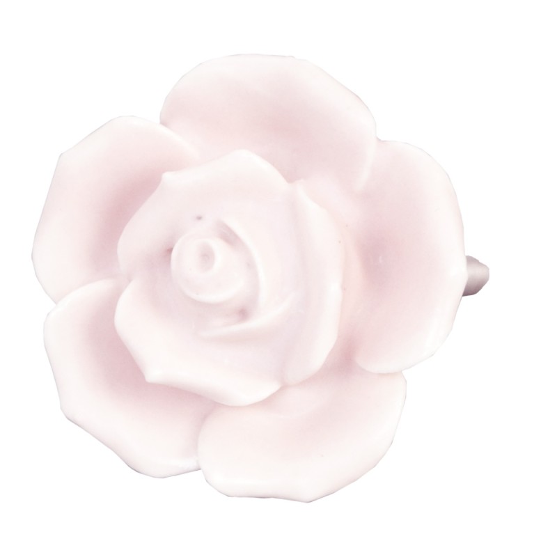 Clayre & Eef Poignée de porte Ø 4.5 cm Rose Céramique