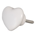 Clayre & Eef Poignée de porte 4 cm Blanc Céramique En forme de coeur