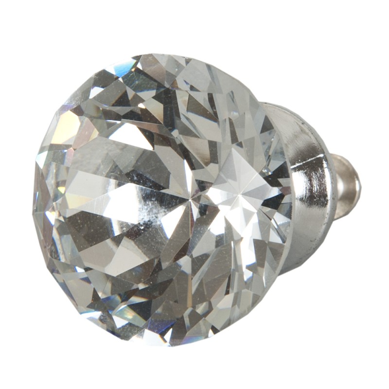 Clayre & Eef Pomello Ø 3 cm Trasparente Ferro Vetro Rotondo Diamante